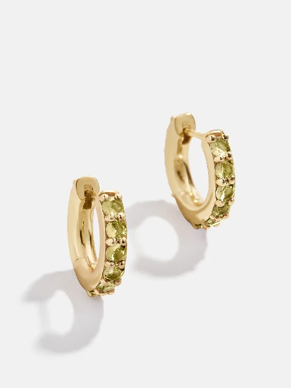 Women's Earrings – Elegant Designs for Every Personality--18K Gold Birthstone Huggie Earrings - Peridot Women's Earrings – Elegant Designs for Every Personality--18K Gold Birthstone Huggie Earrings - Peridot