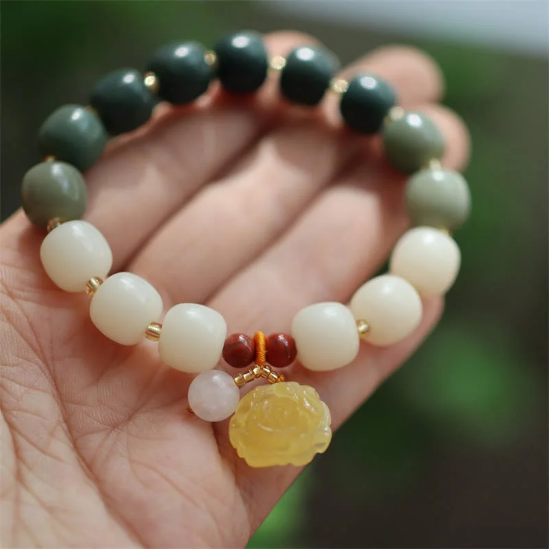 Sleek Bangles for Women-Buddha Stones Gradient Bodhi Seed Amber Lotus Peace Bracelet Sleek Bangles for Women-Buddha Stones Gradient Bodhi Seed Amber Lotus Peace Bracelet