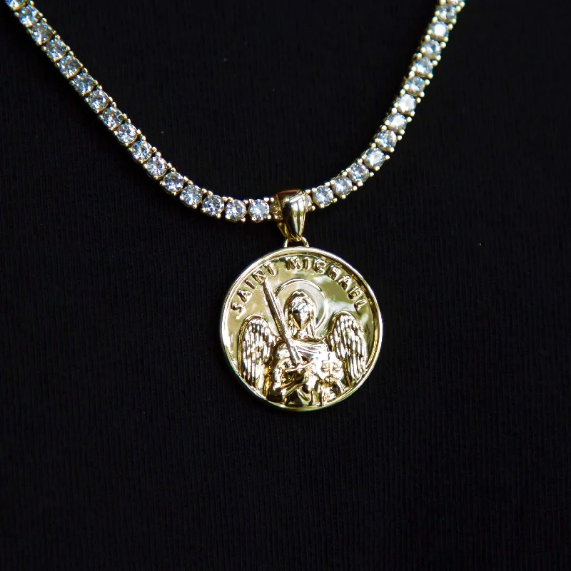 Exclusive Men's Necklaces & Pendants for the Modern Gentleman-18k Vermeil Saint Michael Coin Pendant Exclusive Men's Necklaces & Pendants for the Modern Gentleman-18k Vermeil Saint Michael Coin Pendant