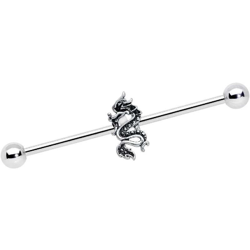 Women's Earrings – Elegant Designs for Every Personality--14 Gauge Regal Medieval Dragon Industrial Barbell 38mm
