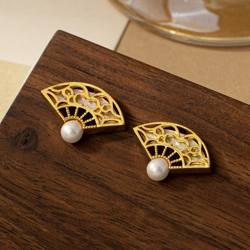 Women's Earrings – Elegant Designs for Every Personality--Buddha Stones 925 Sterling Silver Posts Fan Pattern Pearl Copper Wisdom Stud Drop Earrings Women's Earrings – Elegant Designs for Every Personality--Buddha Stones 925 Sterling Silver Posts Fan Pattern Pearl Copper Wisdom Stud Drop Earrings