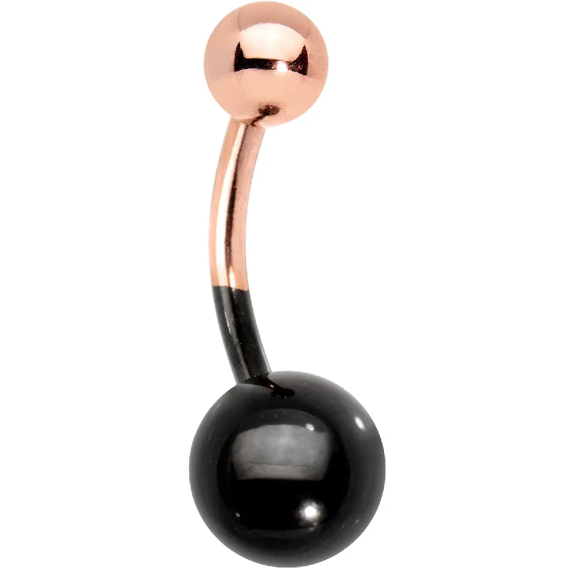 Unique Belly Rings with Creative Touch -Black and Rose Gold Tone Two Tone Belly Ring Unique Belly Rings with Creative Touch -Black and Rose Gold Tone Two Tone Belly Ring
