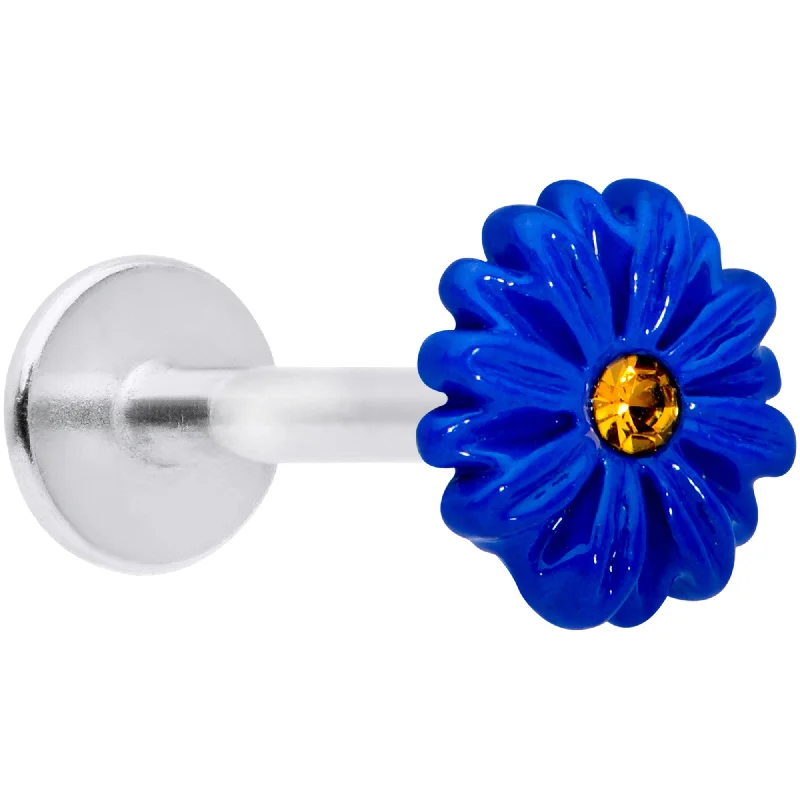 Lip Rings for Edgy Style16 Gauge 5/16 Yellow Gem Blue Sunflower Labret Monroe Tragus