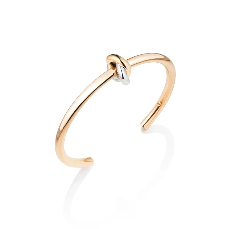 Personalized Bangles with Birthstones for Women-Knot Bangle (Gold/Silver)