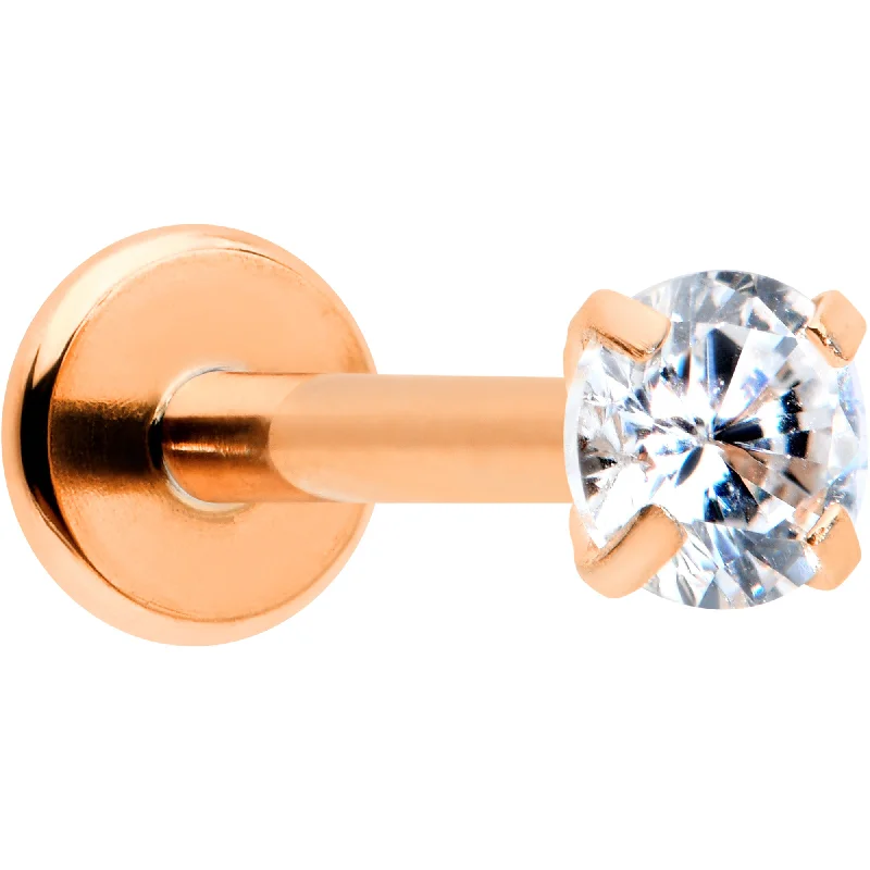 Gorgeous Lip Rings for Stunning Looks16 Gauge 5/16 Clear Gem Rosy Tone Round Internal Thread Labret Tragus