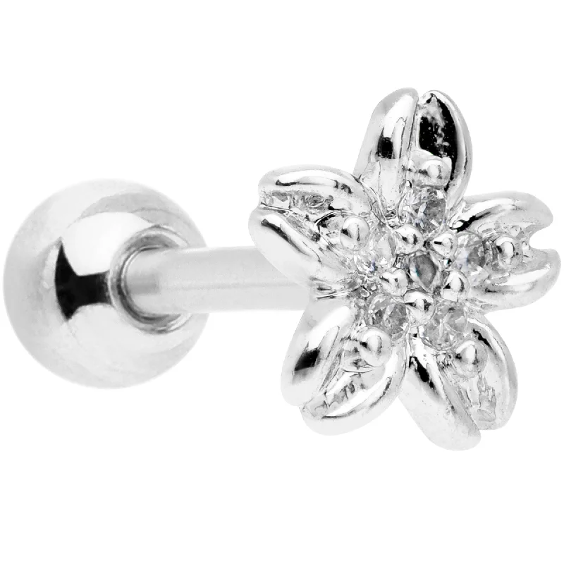 Women's Earrings – Elegant Designs for Every Personality--16 Gauge 1/4 CGem Center Flower Cartilage Tragus Earring Women's Earrings – Elegant Designs for Every Personality--16 Gauge 1/4 CGem Center Flower Cartilage Tragus Earring