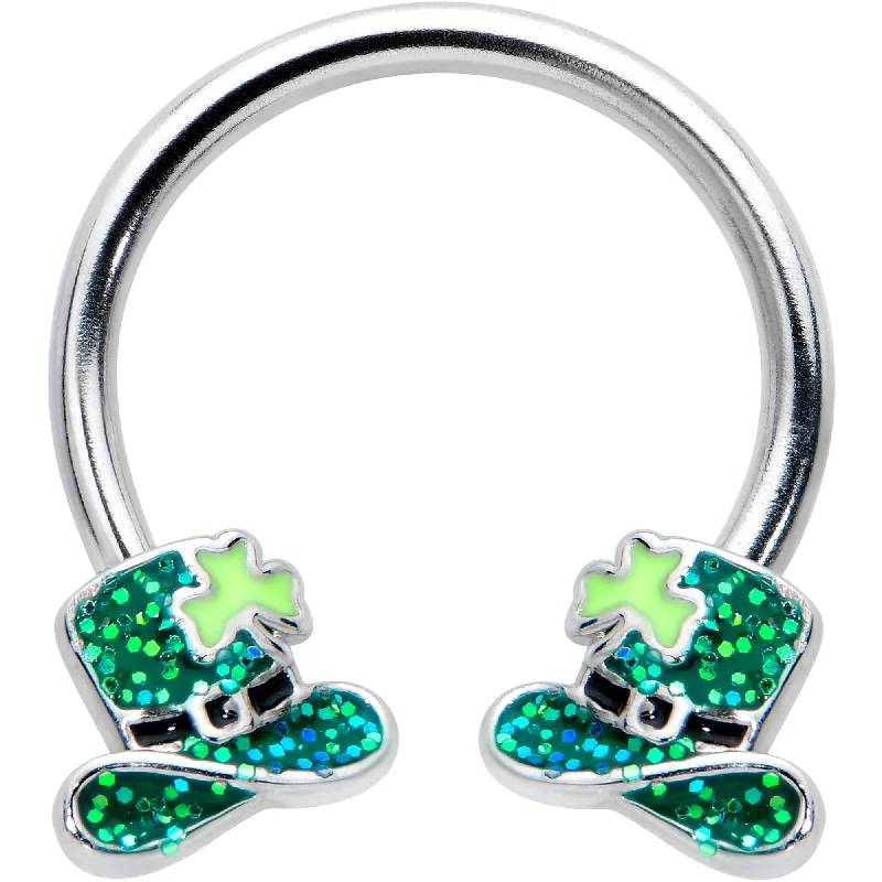 Women's Earrings – Elegant Designs for Every Personality--16 Gauge 3/8 Glitter Top Hat Shamrock Horseshoe Circular Barbell Women's Earrings – Elegant Designs for Every Personality--16 Gauge 3/8 Glitter Top Hat Shamrock Horseshoe Circular Barbell