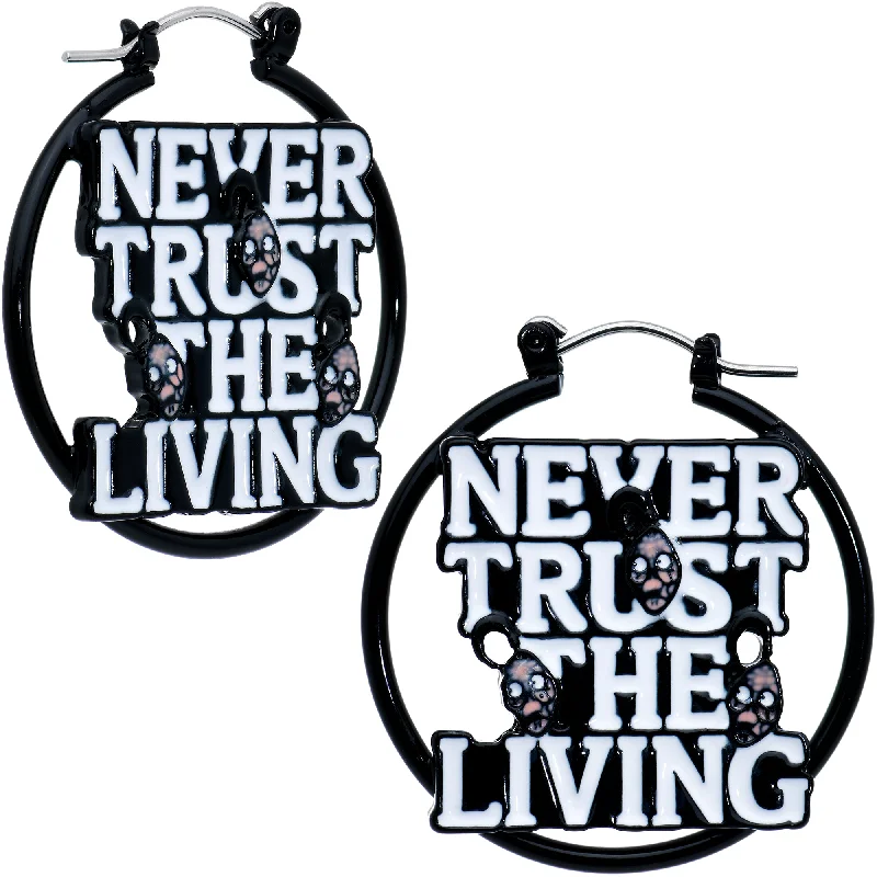 Women's Earrings – Elegant Designs for Every Personality--20 Gauge Licensed Beetlejuice Never Trust the Living Hoop Earrings
