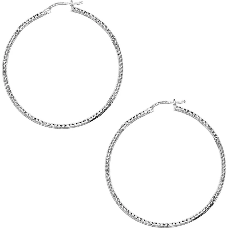 Women's Earrings – Elegant Designs for Every Personality--925 Sterling Silver 2 Inch Diamond Cut Hoop Earrings