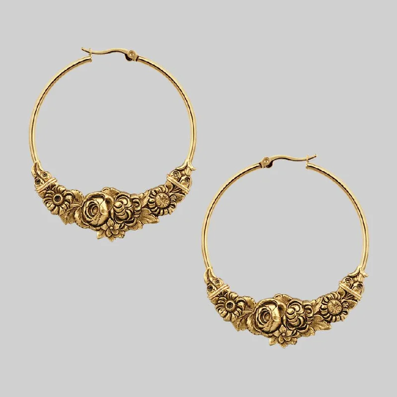 Women's Earrings – Elegant Designs for Every Personality--EMINENCE. Romantic Floral Hoop Earrings - Gold Women's Earrings – Elegant Designs for Every Personality--EMINENCE. Romantic Floral Hoop Earrings - Gold