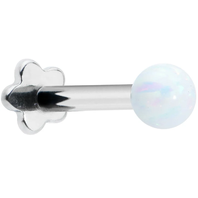 Adjustable Lip Rings for Perfect Fit16 Gauge 5/16 White Synthetic Opal Titanium Threadless Flower Labret