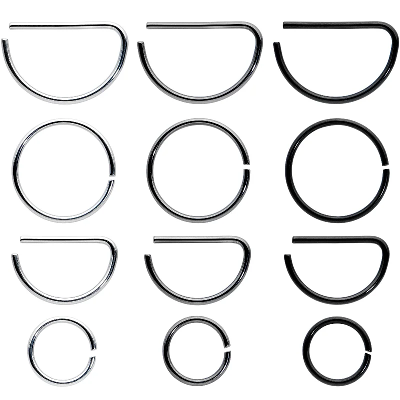 Fashion-Forward Nose Rings for Bold Styles -20 Gauge 12 Pack ASTM F-136 Implant Grade Titanium Nose Hoop D Shaped Septum Ring and Cartilage Ear Hoop Earring Set Fashion-Forward Nose Rings for Bold Styles -20 Gauge 12 Pack ASTM F-136 Implant Grade Titanium Nose Hoop D Shaped Septum Ring and Cartilage Ear Hoop Earring Set
