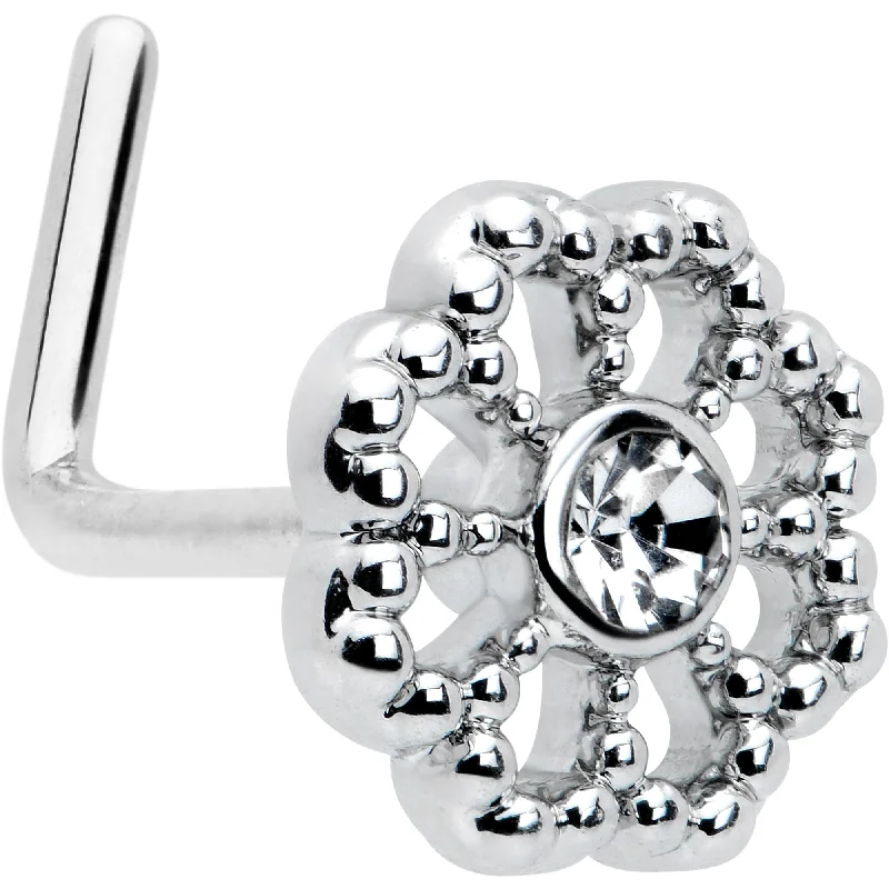 Nose Rings for Classic Looks -20 Gauge 7mm Clear Gem Epic Fabulous Flower L Shape Nose Ring Nose Rings for Classic Looks -20 Gauge 7mm Clear Gem Epic Fabulous Flower L Shape Nose Ring