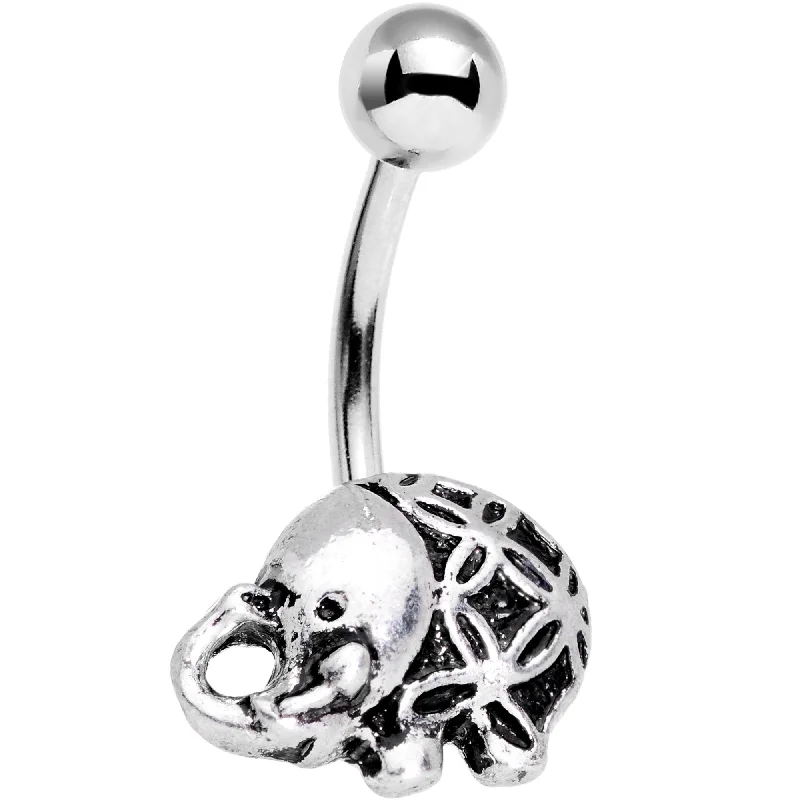 Comfortable Belly Rings for Casual Looks -Whimsical Round Antique Elephant Belly Ring Comfortable Belly Rings for Casual Looks -Whimsical Round Antique Elephant Belly Ring
