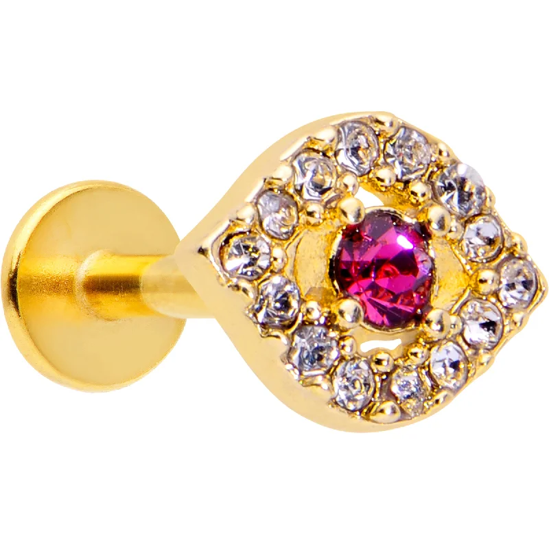 Comfortable Lip Rings for Everyday Fashion16 Gauge 1/4 Clear Pink Gem Gold Tone Open Eye Labret