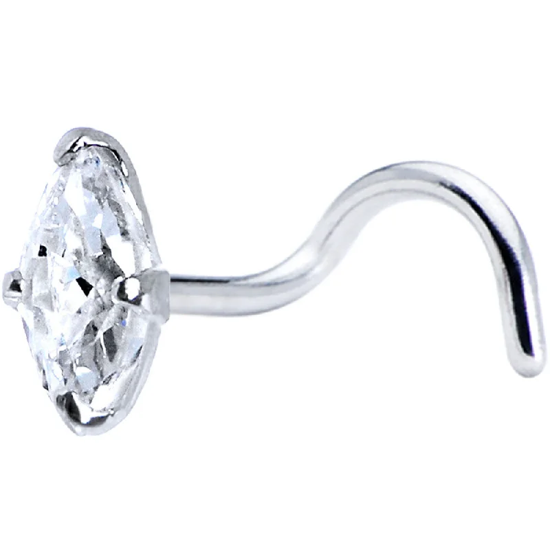 Beautiful Nose Rings with Unique Charms -925 Clear 3mm CZ Marquise Nose Ring Created with Crystals Beautiful Nose Rings with Unique Charms -925 Clear 3mm CZ Marquise Nose Ring Created with Crystals