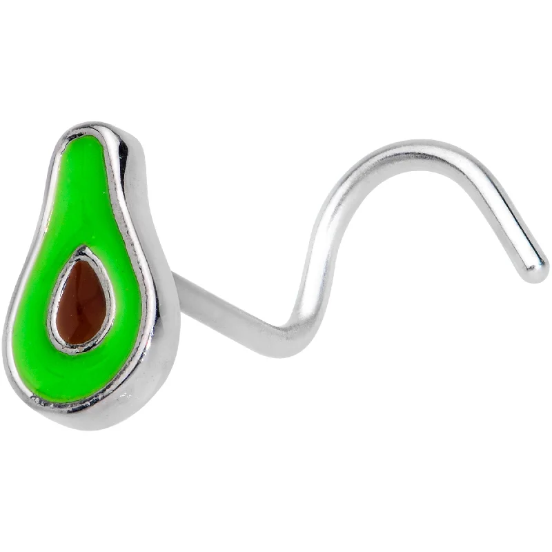 Unique Nose Rings -20 Gauge 1/4 Groovy Avocado Nose Screw