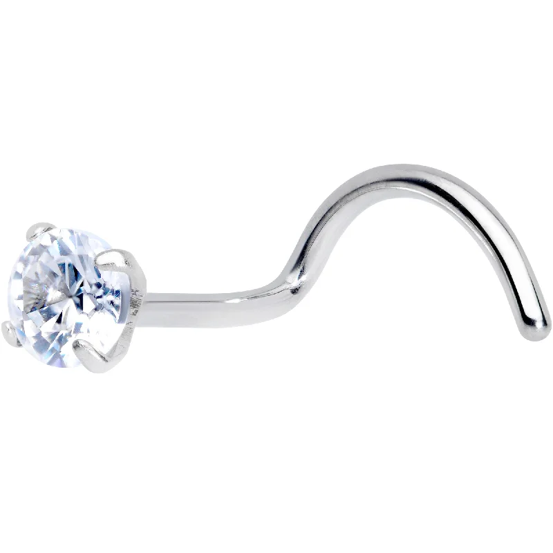Chic Nose Rings -20 Gauge 7mm Clear 3mm CZ Gem Grade 23 Titanium Left Nose Ring Screw Chic Nose Rings -20 Gauge 7mm Clear 3mm CZ Gem Grade 23 Titanium Left Nose Ring Screw