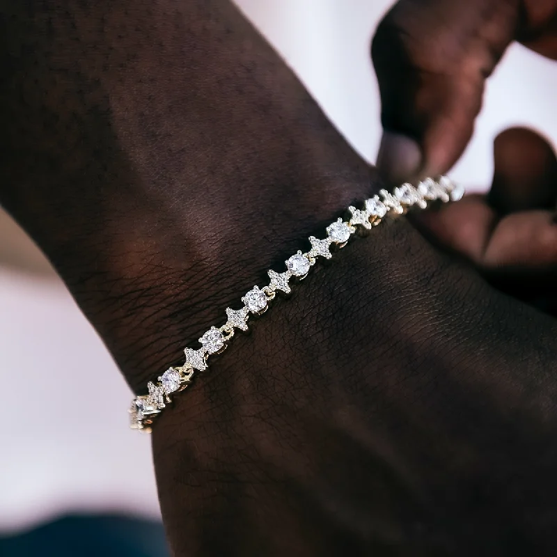 Charm Bracelets with Unique Features for Men-Round Stone Star Tennis Bracelet