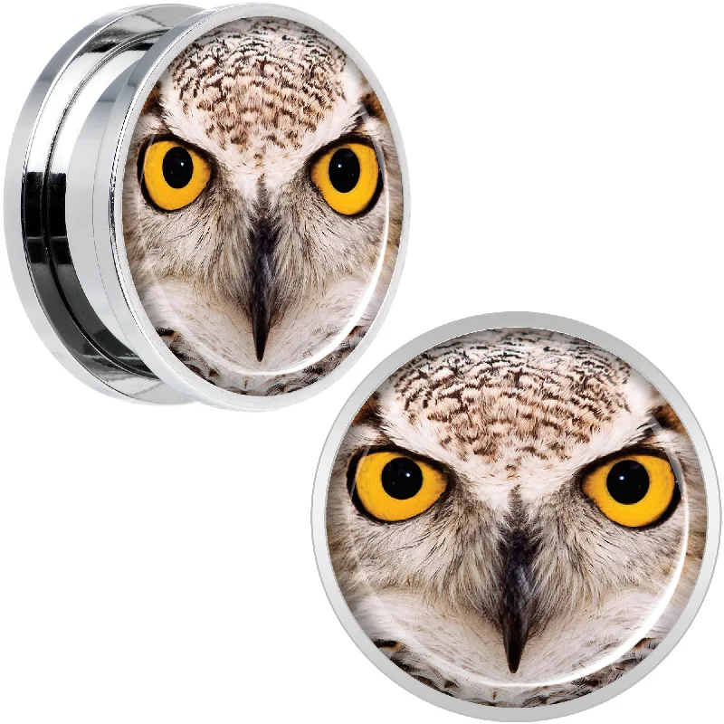 Women's Earrings – Elegant Designs for Every Personality--Full Color Owl Steel Screw Fit Plug Set 20mm Women's Earrings – Elegant Designs for Every Personality--Full Color Owl Steel Screw Fit Plug Set 20mm