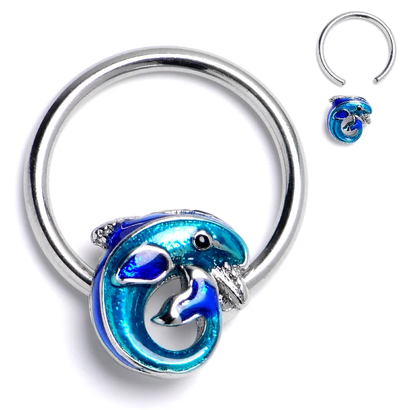 Women's Earrings – Elegant Designs for Every Personality--16 Gauge 3/8 Dolphin Blue Beauty BCR Captive Ring Women's Earrings – Elegant Designs for Every Personality--16 Gauge 3/8 Dolphin Blue Beauty BCR Captive Ring