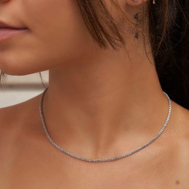 Shop Classic Women's Necklaces & Pendants with a Modern Twist-Popcorn Necklace in White Gold (Adjustable) Shop Classic Women's Necklaces & Pendants with a Modern Twist-Popcorn Necklace in White Gold (Adjustable)
