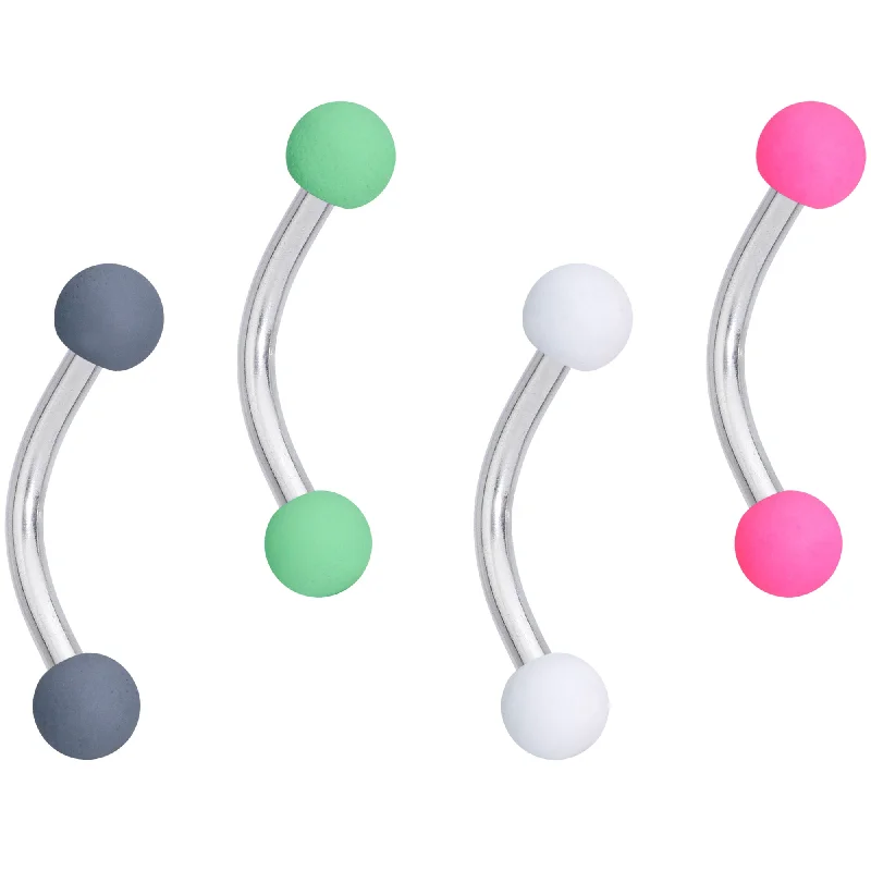 Women's Earrings – Elegant Designs for Every Personality--16 Gauge 5/16 Pink Green Matte Curved Eyebrow Ring Set of 4
