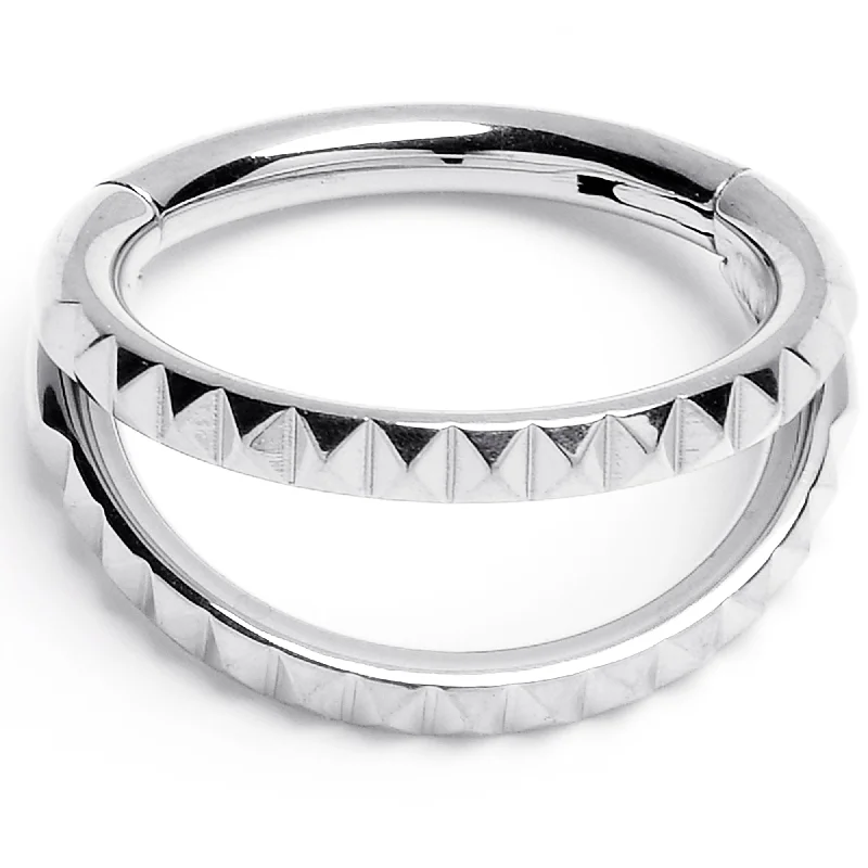 Comfortable Nose Rings with Stylish Touch -16 Gauge 5/16" 316L Steel Double Spike Precision Hinged Segment Ring Comfortable Nose Rings with Stylish Touch -16 Gauge 5/16" 316L Steel Double Spike Precision Hinged Segment Ring