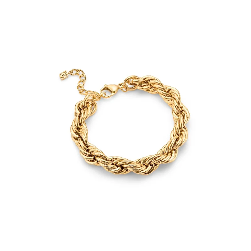 Customized Wedding Bangles for Women-Chunky Rope Chain Bracelet (Gold)