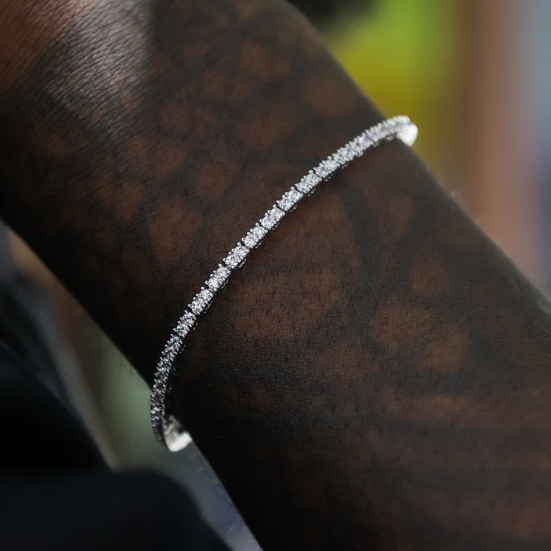 Elegant Wrap Bracelets for Men-Diamond Tennis Bracelet in White Gold- 2mm