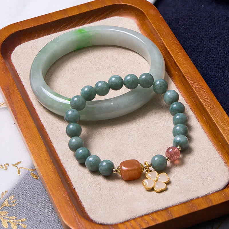 Women's Colored Bangles for Festive Occasions-Buddha Stones Bring Good Luck Green Jade Bracelet Bangle Bundle Women's Colored Bangles for Festive Occasions-Buddha Stones Bring Good Luck Green Jade Bracelet Bangle Bundle