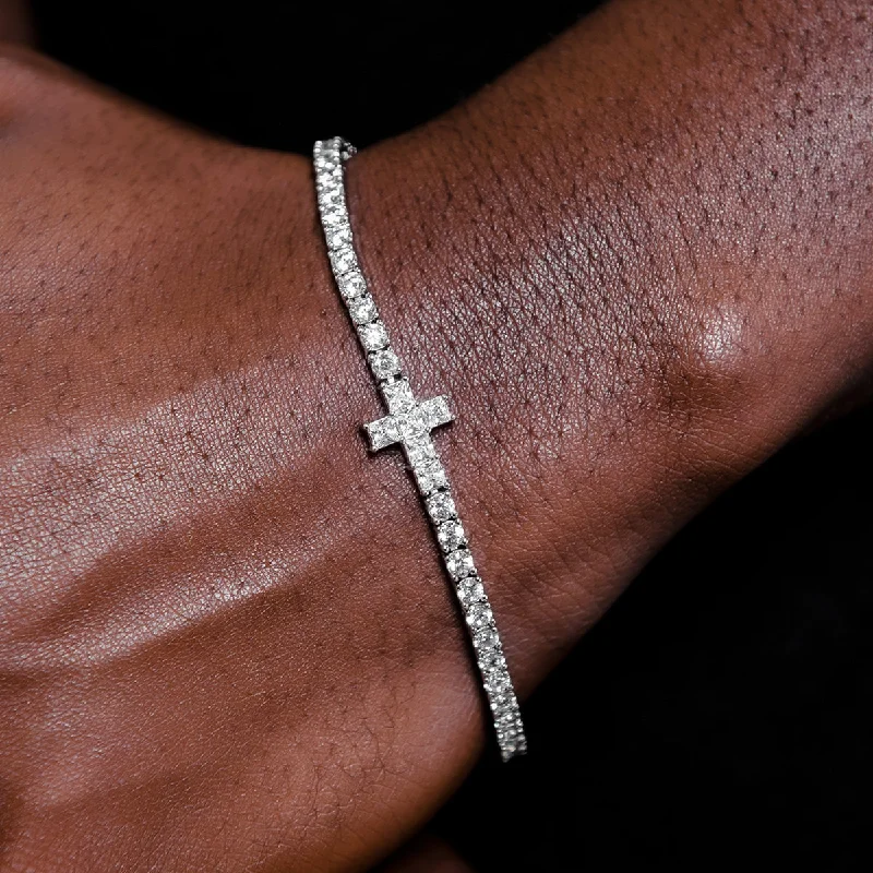 Men's Bracelets with Personalized Touches-Cross Tennis Bracelet