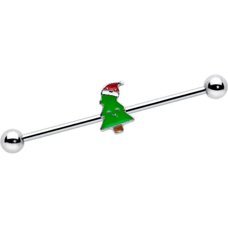 Women's Earrings – Elegant Designs for Every Personality--14 Gauge Happy Christmas Tree Hat Holiday Industrial Barbell 38mm Women's Earrings – Elegant Designs for Every Personality--14 Gauge Happy Christmas Tree Hat Holiday Industrial Barbell 38mm