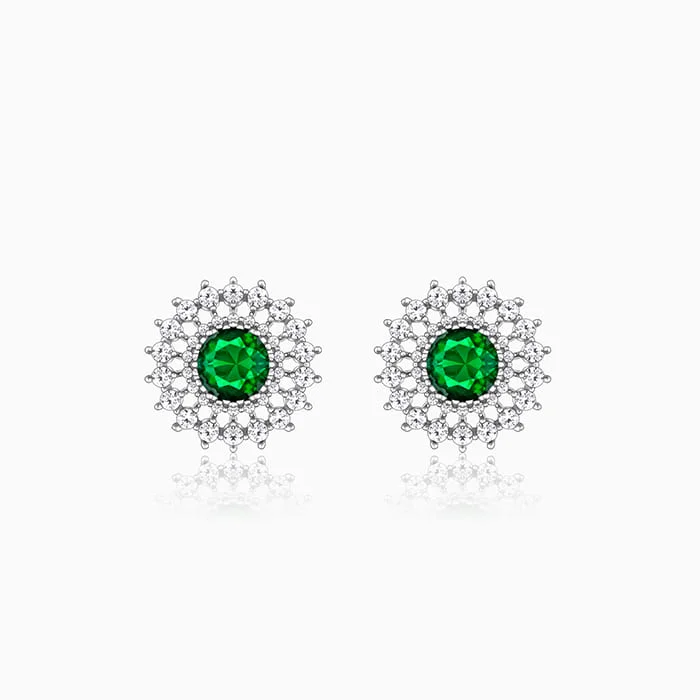 Women's Earrings – Elegant Designs for Every Personality--Silver Zircon Emerald Sunshine Studs Women's Earrings – Elegant Designs for Every Personality--Silver Zircon Emerald Sunshine Studs