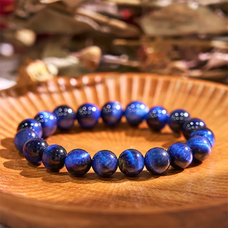 Men's Sleek Leather Cuff Bracelets-Buddha Stones Blue Tiger Eye Balance Bracelet