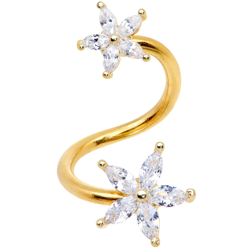 Affordable Lip Rings with Classic Design14 Gauge Clear Gem Gold Tone Star Flower Spiral Twister Belly Ring Affordable Lip Rings with Classic Design14 Gauge Clear Gem Gold Tone Star Flower Spiral Twister Belly Ring