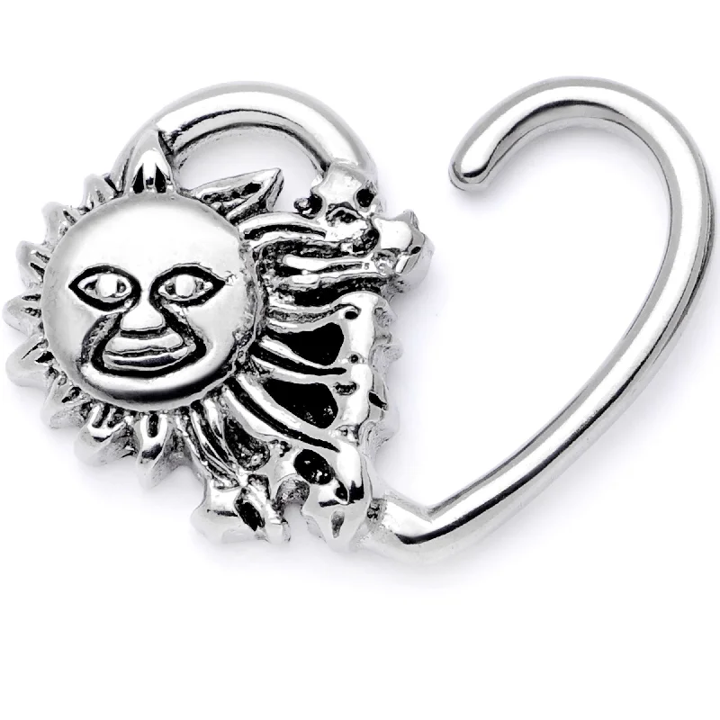 Women's Earrings – Elegant Designs for Every Personality--16 Gauge 3/8 Super Smiling Summer Sun Right Heart Closure Ring