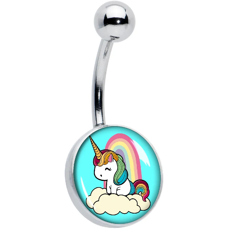 Trendy Belly Rings with Modern Features -Rainbow Unicorn Belly Ring