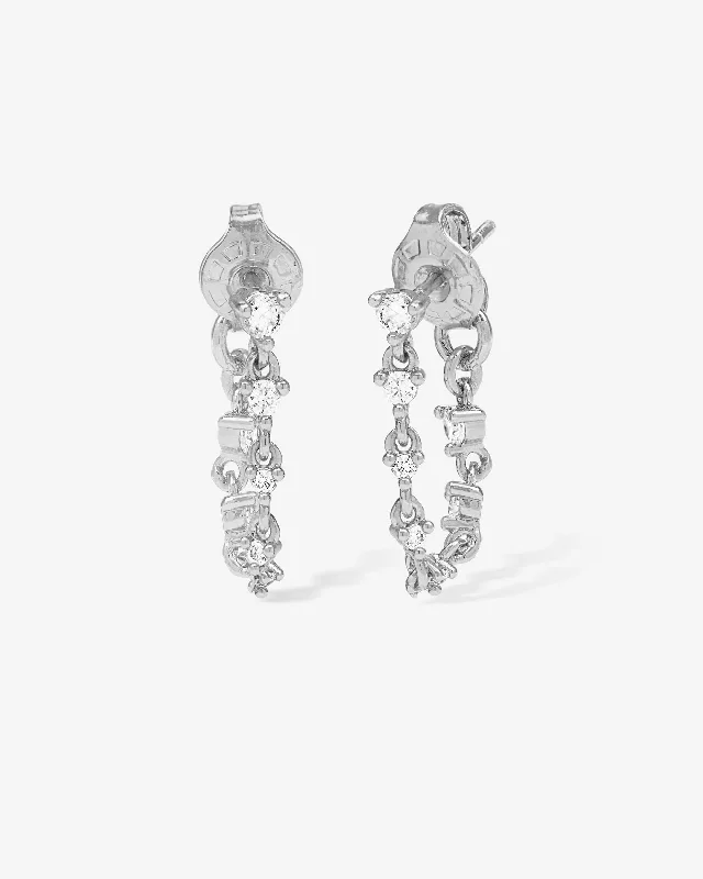Women's Earrings – Elegant Designs for Every Personality--Not Your Basic Soft Hoop Earrings - Silver|White Diamondettes Women's Earrings – Elegant Designs for Every Personality--Not Your Basic Soft Hoop Earrings - Silver|White Diamondettes