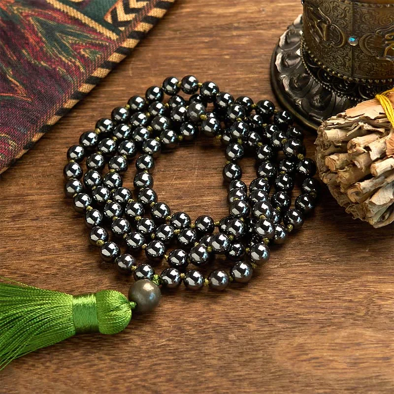 Fashionable Bracelets for Men with Multicolored Beads-Buddha Stones 108 Mala Beads Natural Stone Hematite Tassel Powerful Bracelet Fashionable Bracelets for Men with Multicolored Beads-Buddha Stones 108 Mala Beads Natural Stone Hematite Tassel Powerful Bracelet