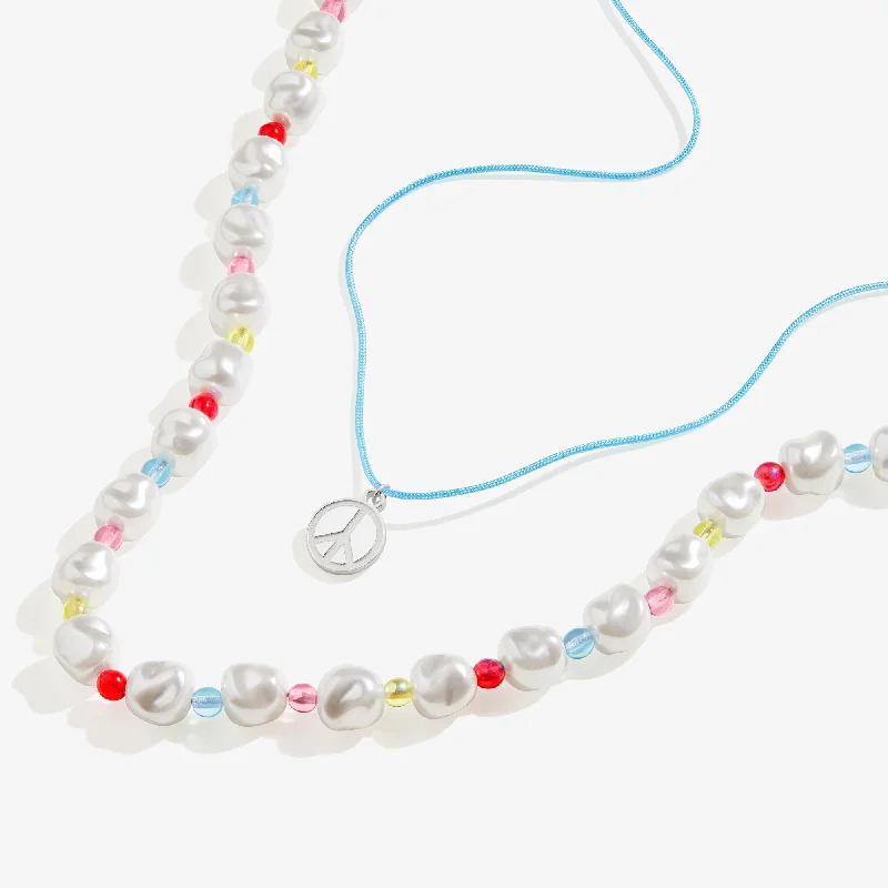 Shop Classic Women's Necklaces & Pendants with a Modern Twist-Peace and Love Layered Necklace Set Shop Classic Women's Necklaces & Pendants with a Modern Twist-Peace and Love Layered Necklace Set