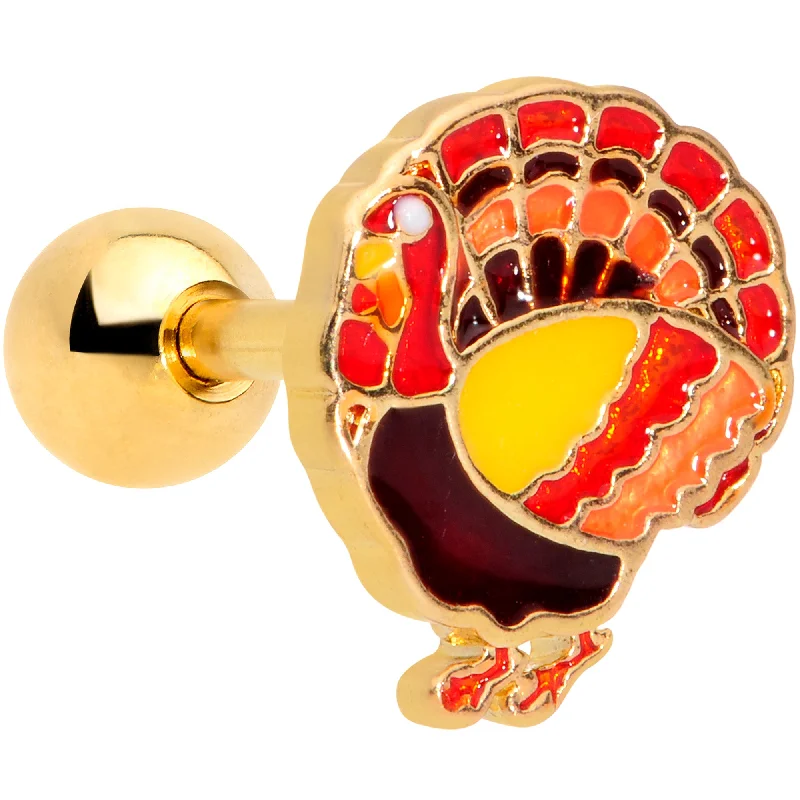 Women's Earrings – Elegant Designs for Every Personality--16 Gauge 1/4 Gold Tone Turkey Thanksgiving Cartilage Tragus Earring Women's Earrings – Elegant Designs for Every Personality--16 Gauge 1/4 Gold Tone Turkey Thanksgiving Cartilage Tragus Earring