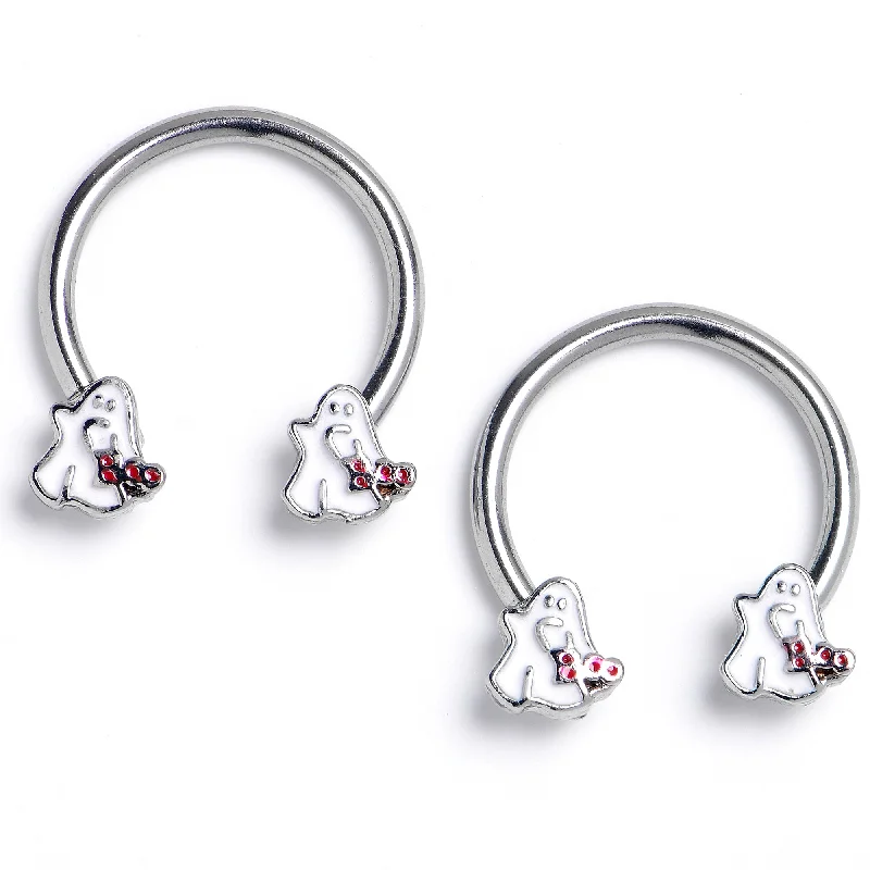 Women's Earrings – Elegant Designs for Every Personality--16 Gauge 3/8 Boo Ghost Halloween Horseshoe Circular Barbell Set of2 Women's Earrings – Elegant Designs for Every Personality--16 Gauge 3/8 Boo Ghost Halloween Horseshoe Circular Barbell Set of2
