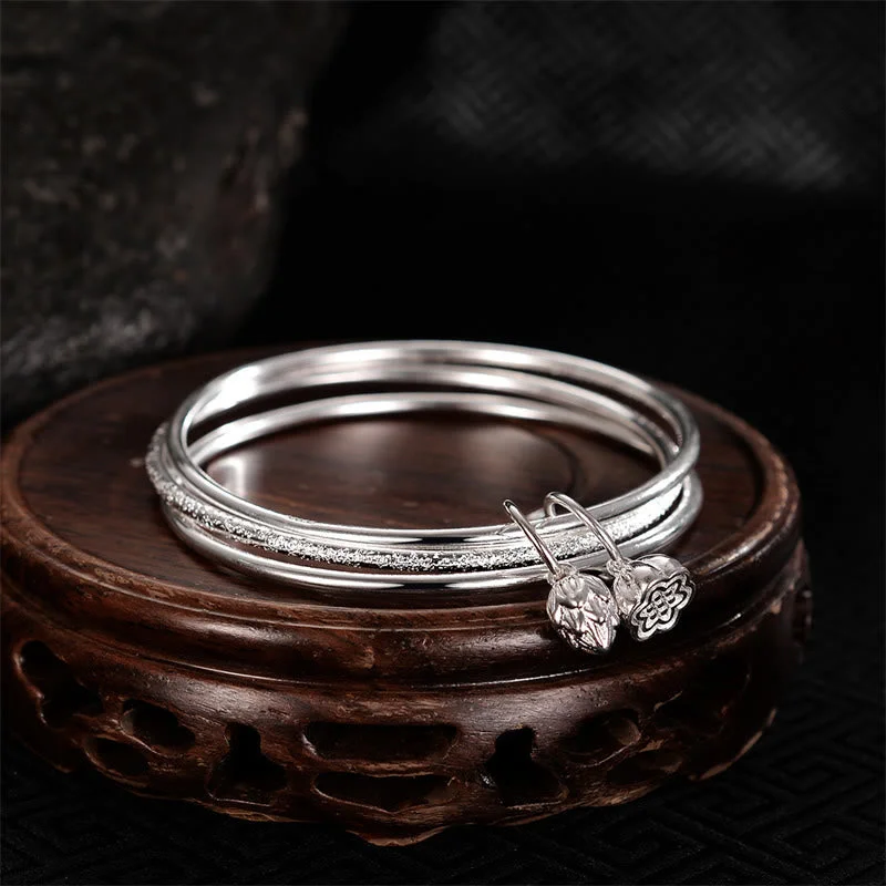 Designer Bangles for Women-Buddha Stones Lotus Flower Pod White Copper New Beginning Bracelet Bangle