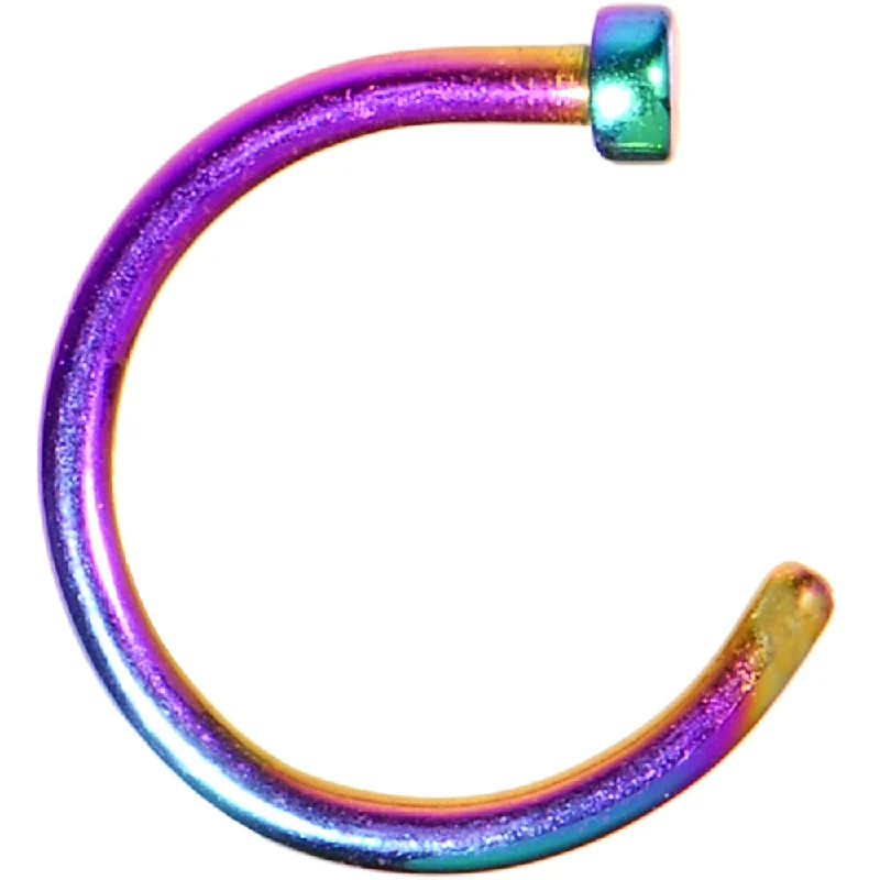 Stunning Nose Rings with Gems -18 Gauge 5/16 Rainbow Anodized Titanium Nose Hoop