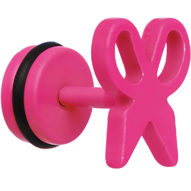 Women's Earrings – Elegant Designs for Every Personality--Pink Neon Enamel Snipping Scissors Cheater Plug