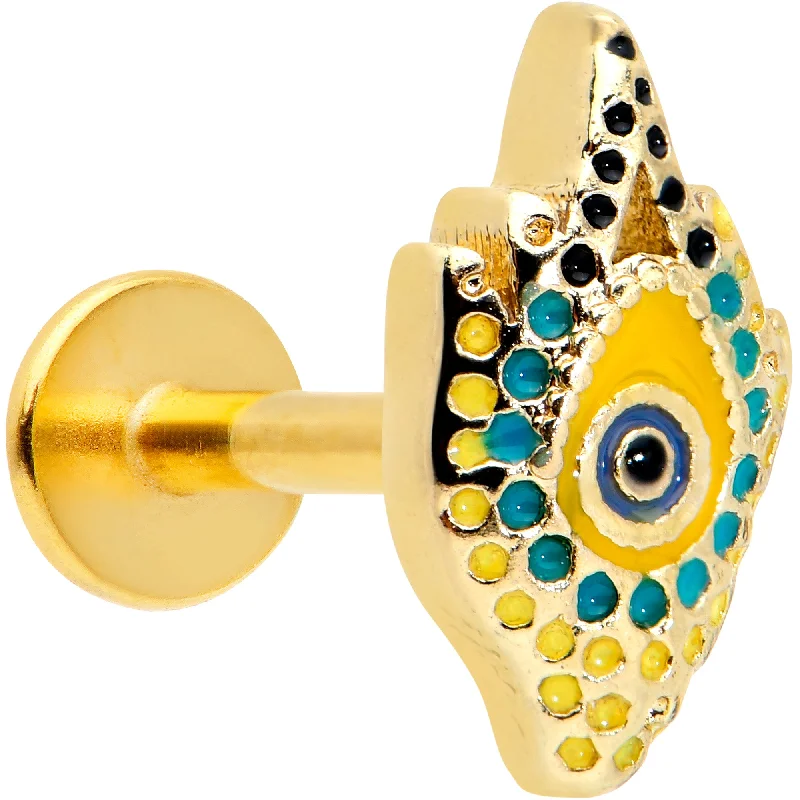 Lip Rings for Fashion-Forward Women16 Gauge 1/4 Gold Tone Bold Peacock Feather Labret Monroe Tragus