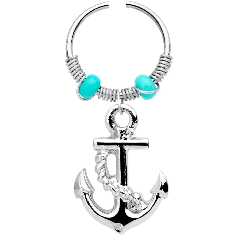 Women's Earrings – Elegant Designs for Every Personality--16 Gauge 1/4 Nautical Anchor Dangle Circular Hoop Women's Earrings – Elegant Designs for Every Personality--16 Gauge 1/4 Nautical Anchor Dangle Circular Hoop