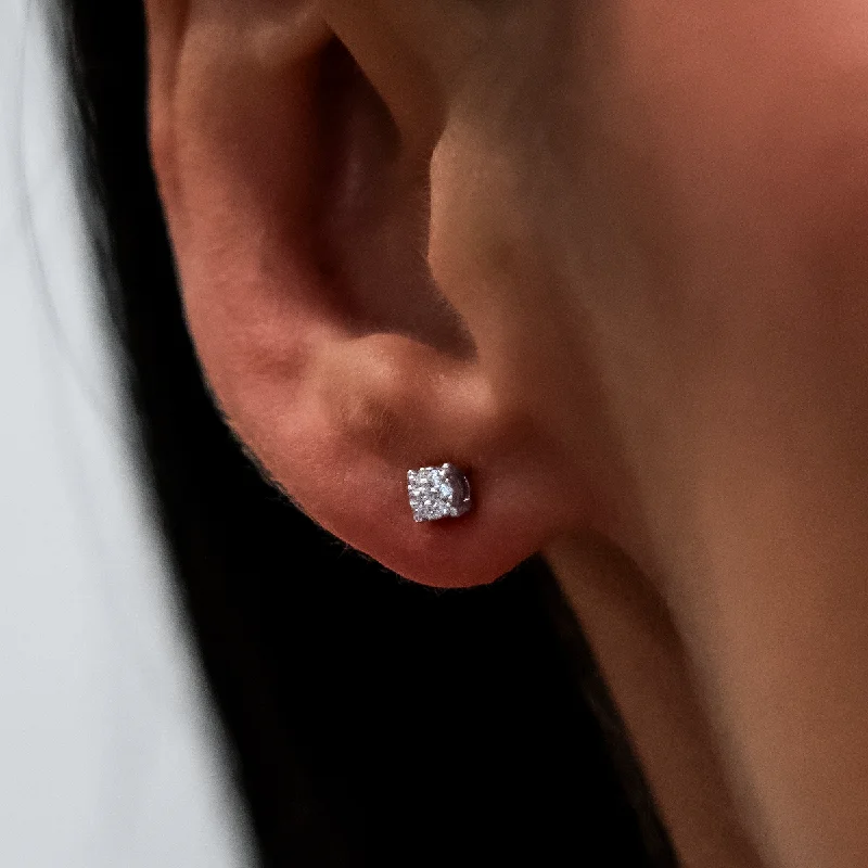 Women's Earrings – Elegant Designs for Every Personality--3mm Pave Round Earrings in White Gold Women's Earrings – Elegant Designs for Every Personality--3mm Pave Round Earrings in White Gold