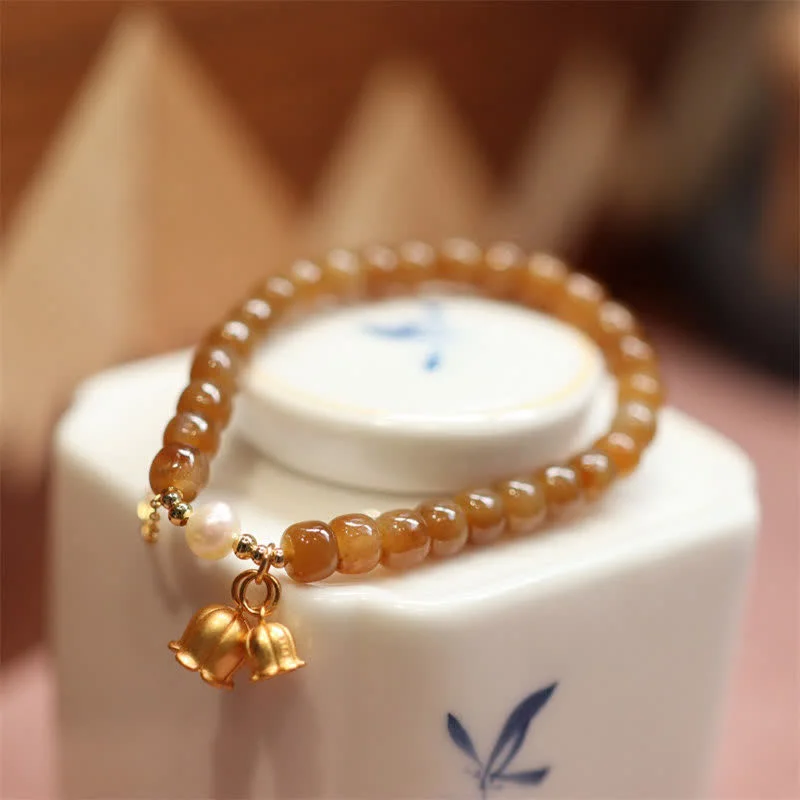 Cuff Bracelet Bangles for Women-Buddha Stones 925 Sterling Silver Natural Hetian Jade Lily Of The Valley Charm Bracelet Cuff Bracelet Bangles for Women-Buddha Stones 925 Sterling Silver Natural Hetian Jade Lily Of The Valley Charm Bracelet